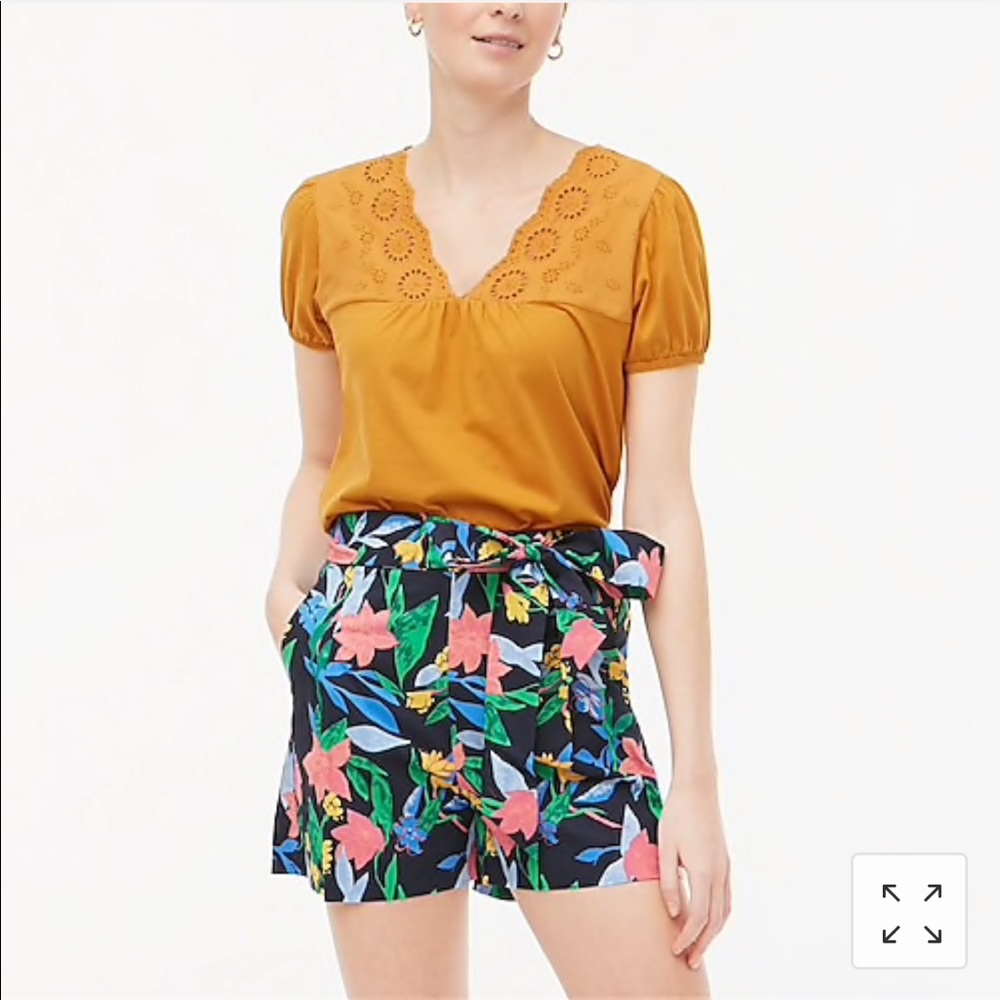 NWT J.CREW Floral tie-waist shorts